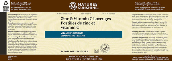 Zinc & Vitamin C Lozenges (96 tablets)