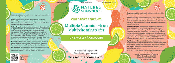 Children's Mutliple Vitamins plus Iron (100 chewable tablets)