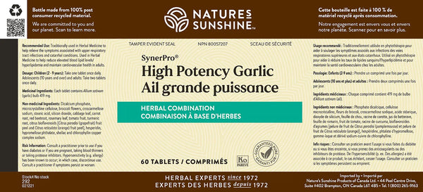 Garlic, High Potency (60 tablets)