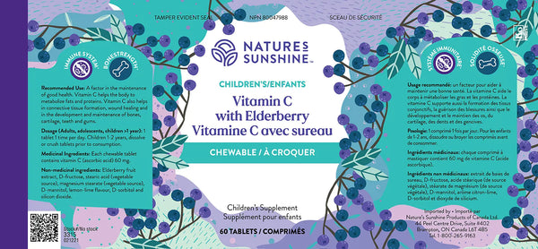 Sunshine Heroes Children's Chewable Vit C with Elderberry (60)