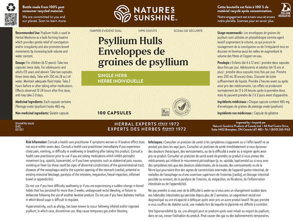 Psyllium Hulls (100 capsules)