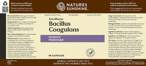Bacillus Coagulans NutriBiome (90 caps)